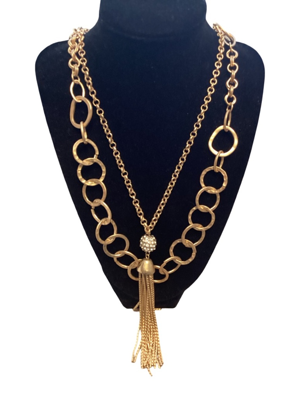 🪷 NWT Chico’s Gold Tassel Link Long Necklace